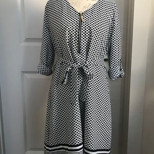 Navy & White Polka Dot Dress - L